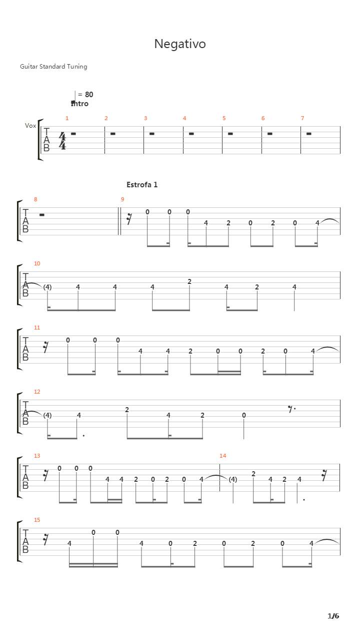 Negativo吉他谱