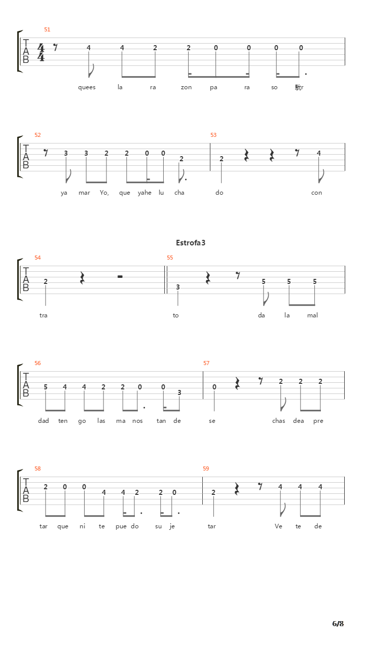 Vete De Mi吉他谱