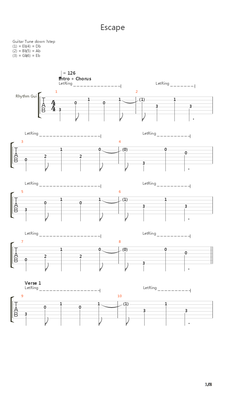 Escape吉他谱