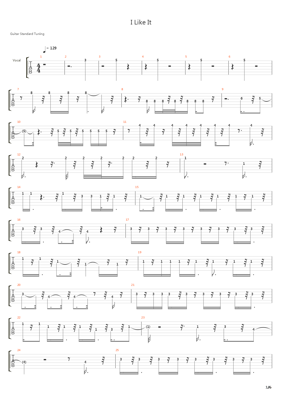 I Like It吉他谱