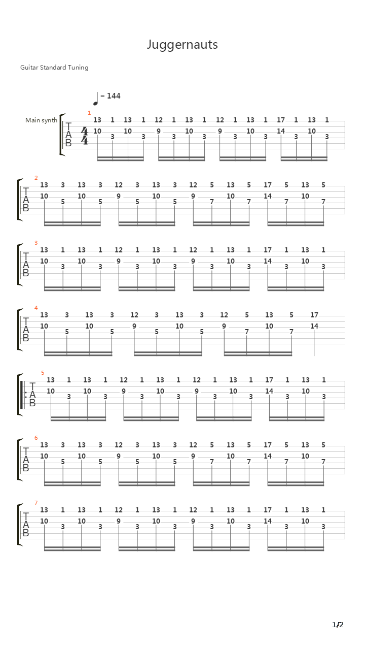 Juggernauts吉他谱