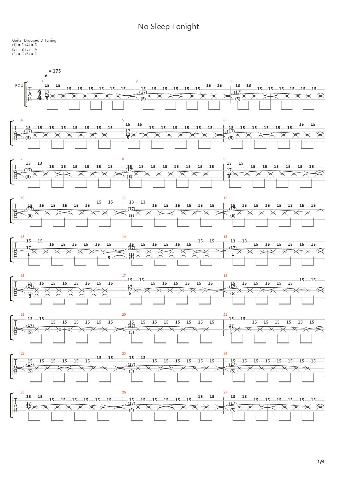 No Sleep Tonight吉他谱