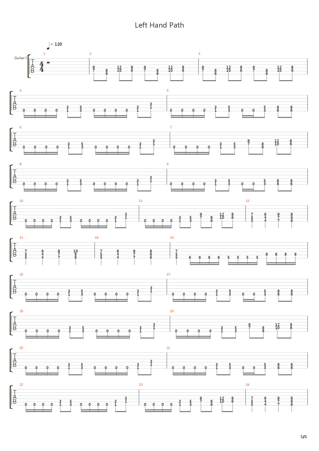 Left Hand Path吉他谱