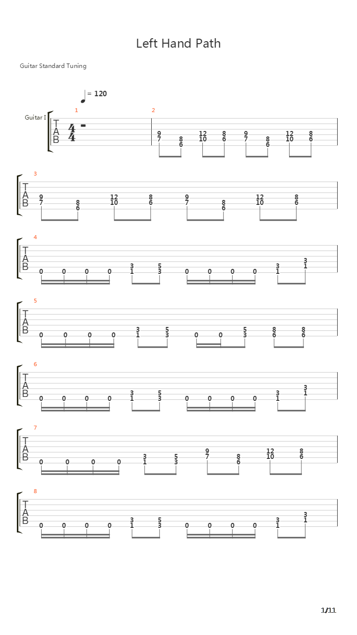 Left Hand Path吉他谱