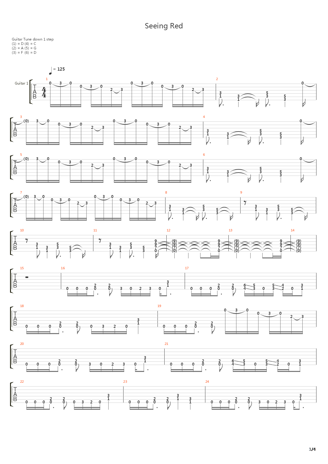 Seeing Red吉他谱