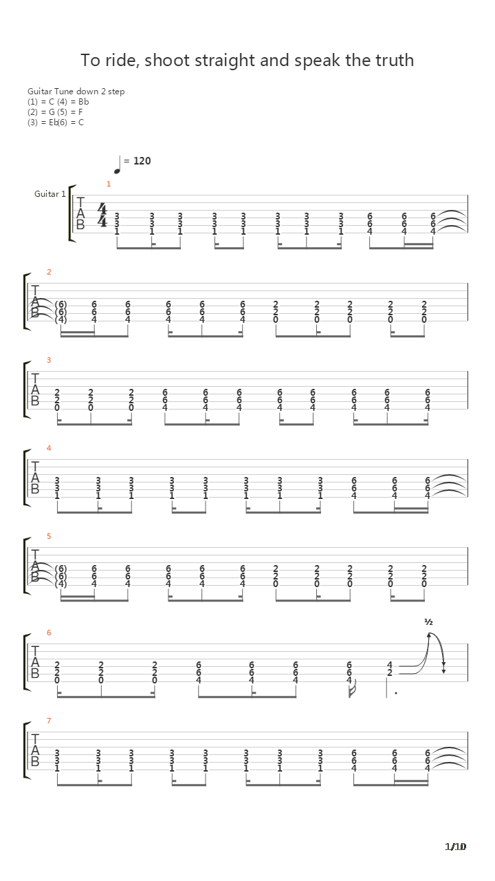 To Ride Shoot Straight And Speak The Truth吉他谱
