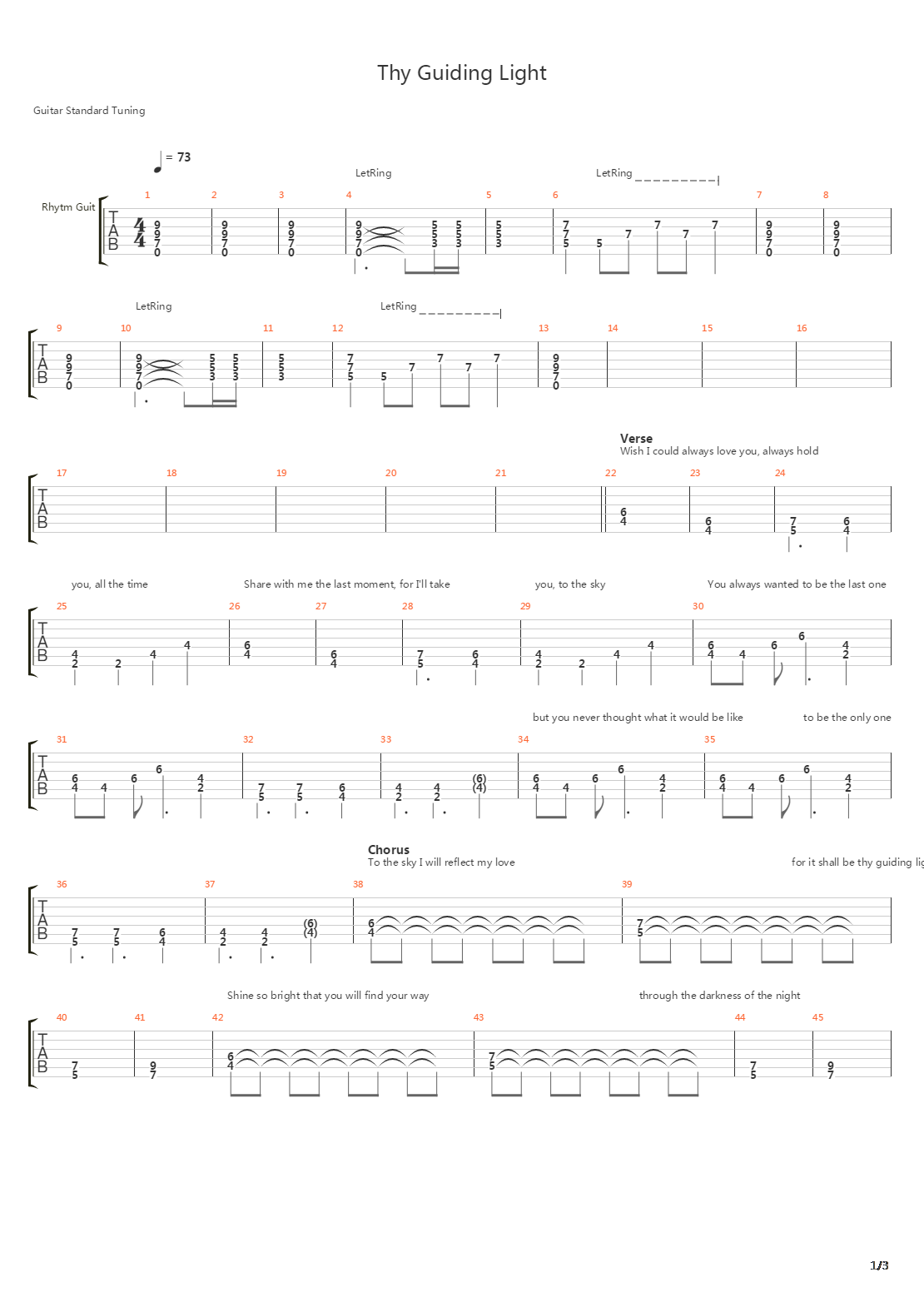 Thy Guiding Light吉他谱