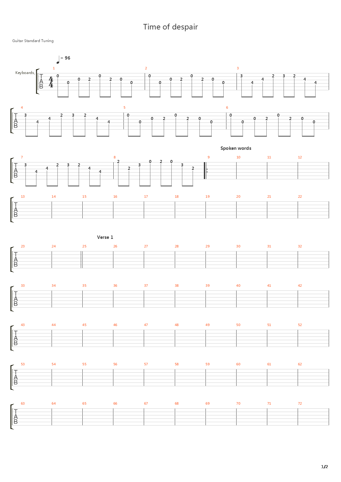 Time Of Despair吉他谱