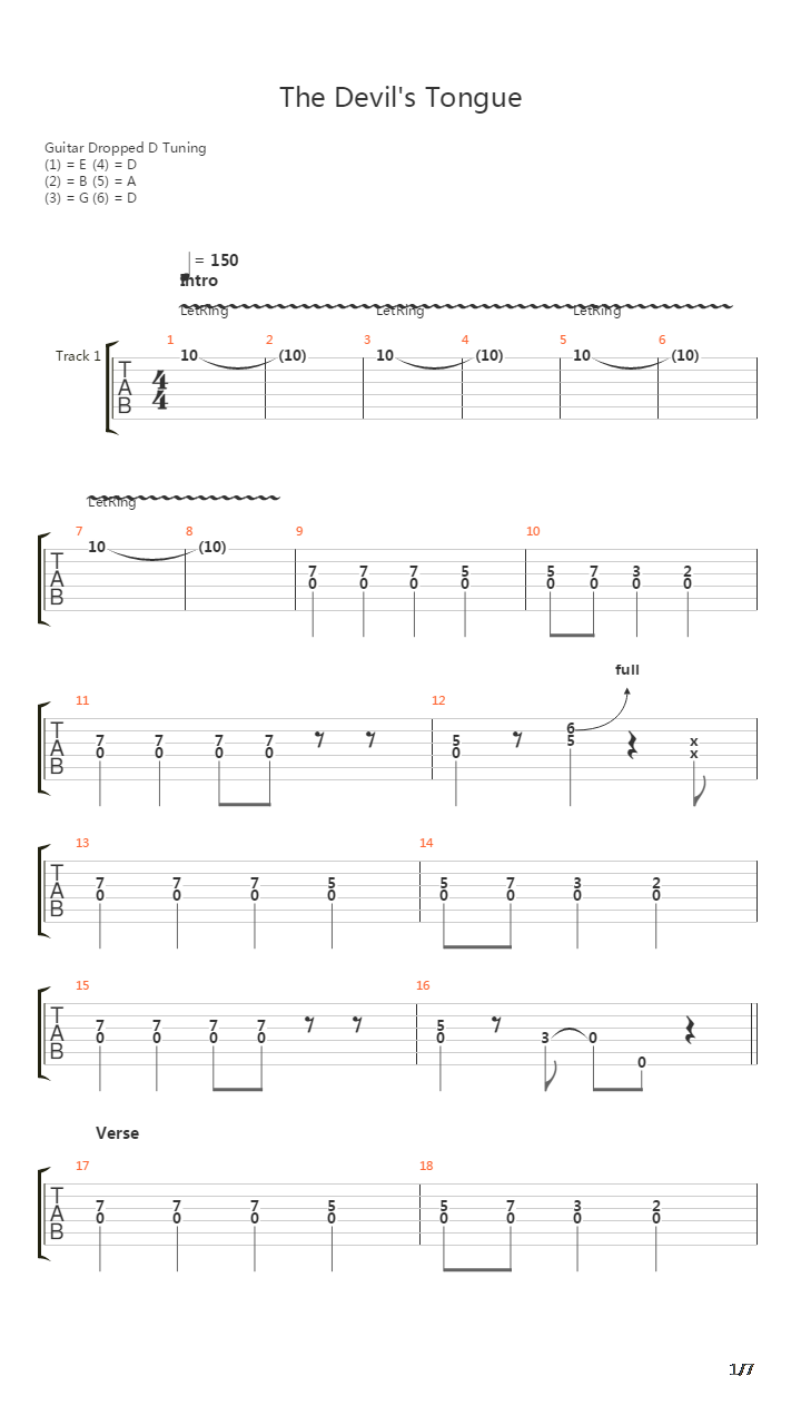 The Devils Tongue吉他谱