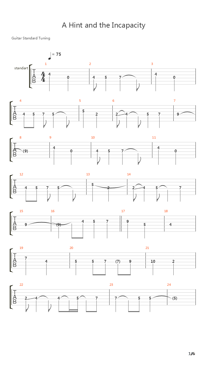 A Hint And The Incapacity吉他谱