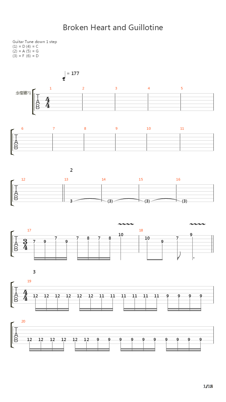 Broken Heart And Guillotine吉他谱