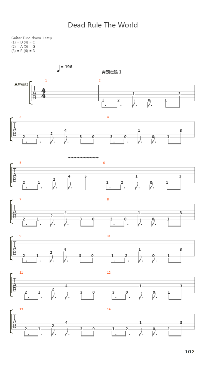 Dead Rule The World吉他谱