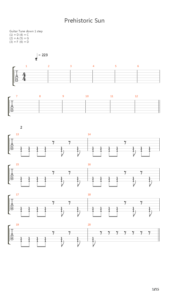 Prehistoric Sun吉他谱