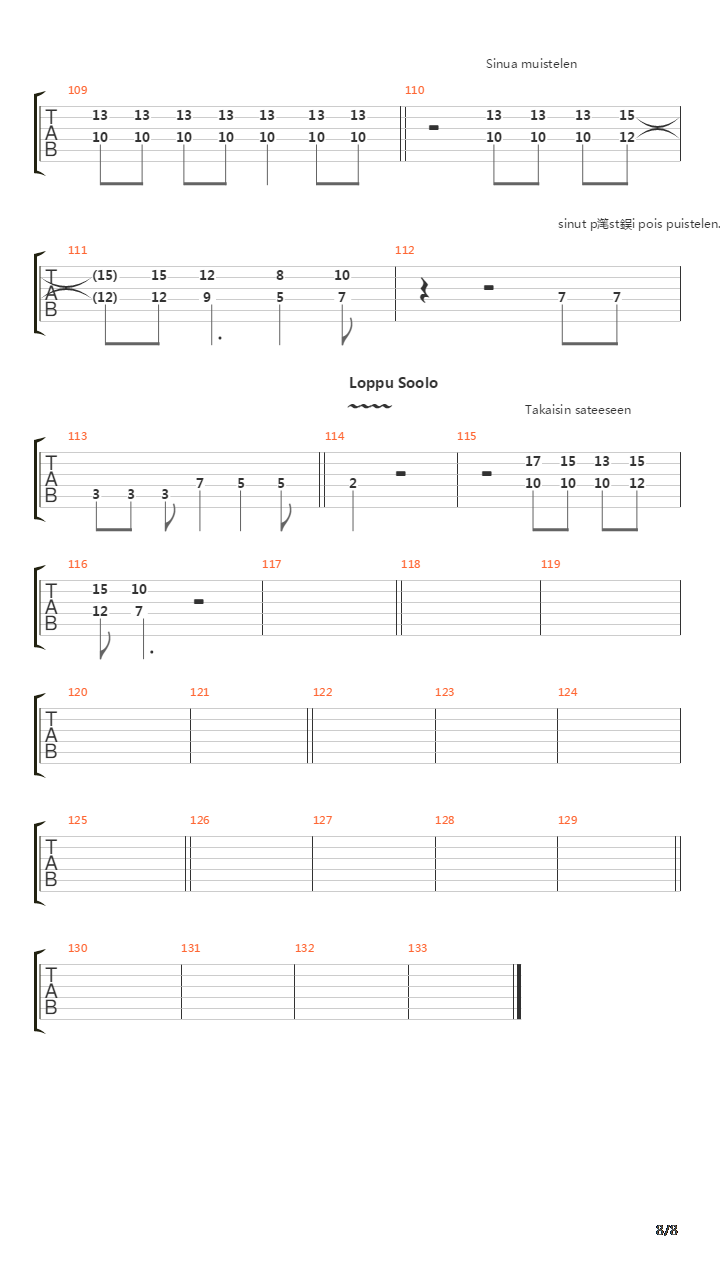 Suolaista Sadetta吉他谱