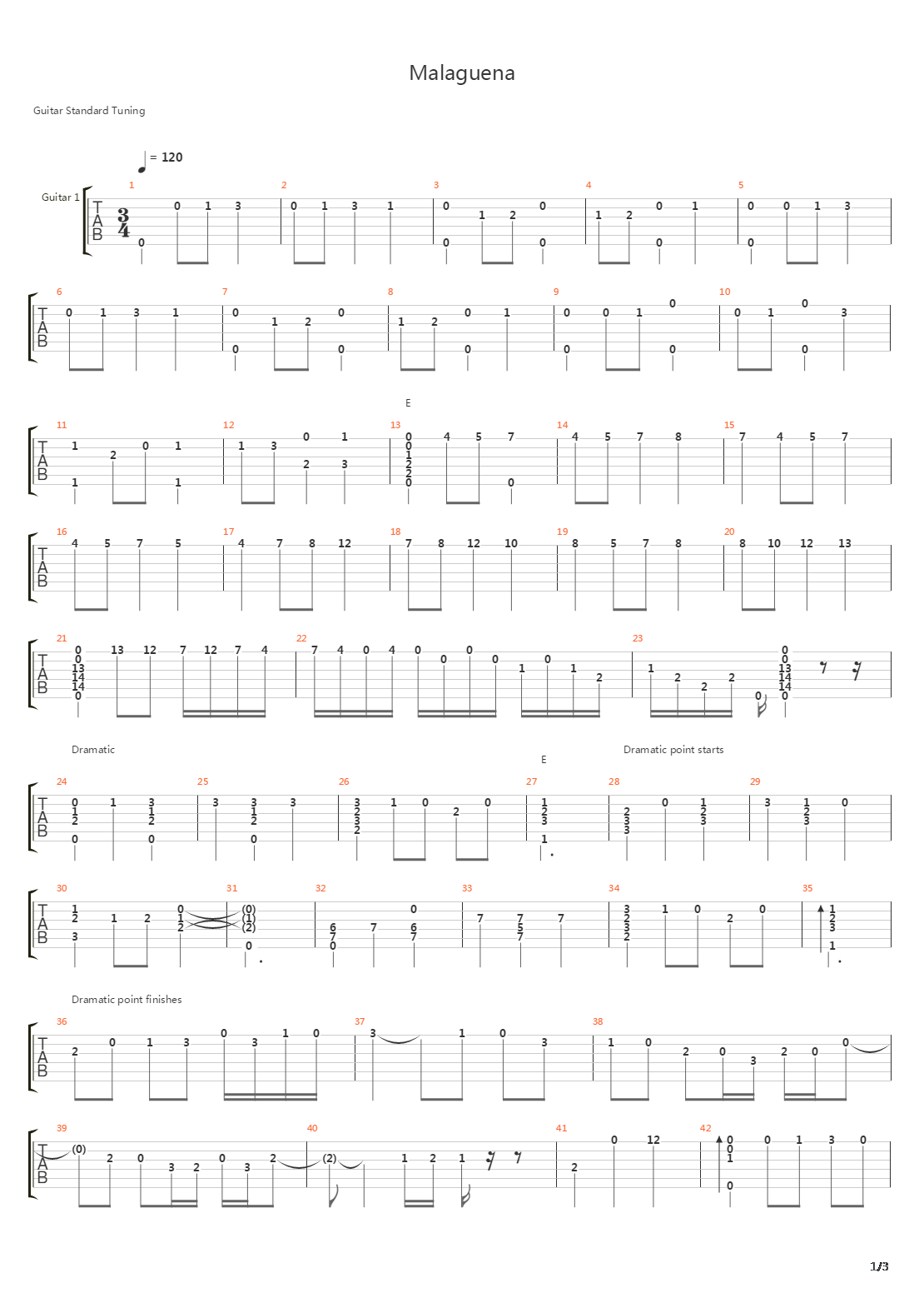 Malaguena吉他谱