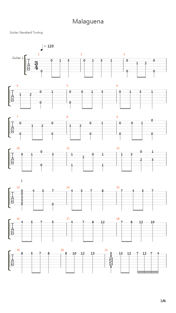 Malaguena吉他谱