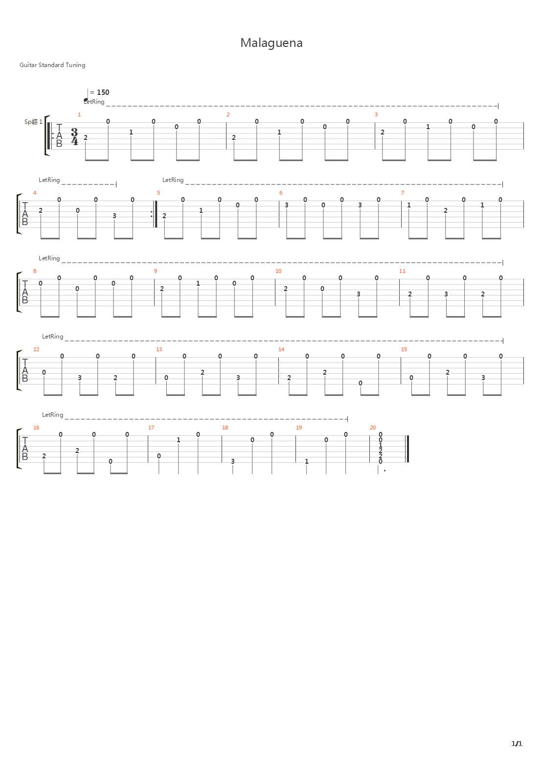 Malaguena吉他谱
