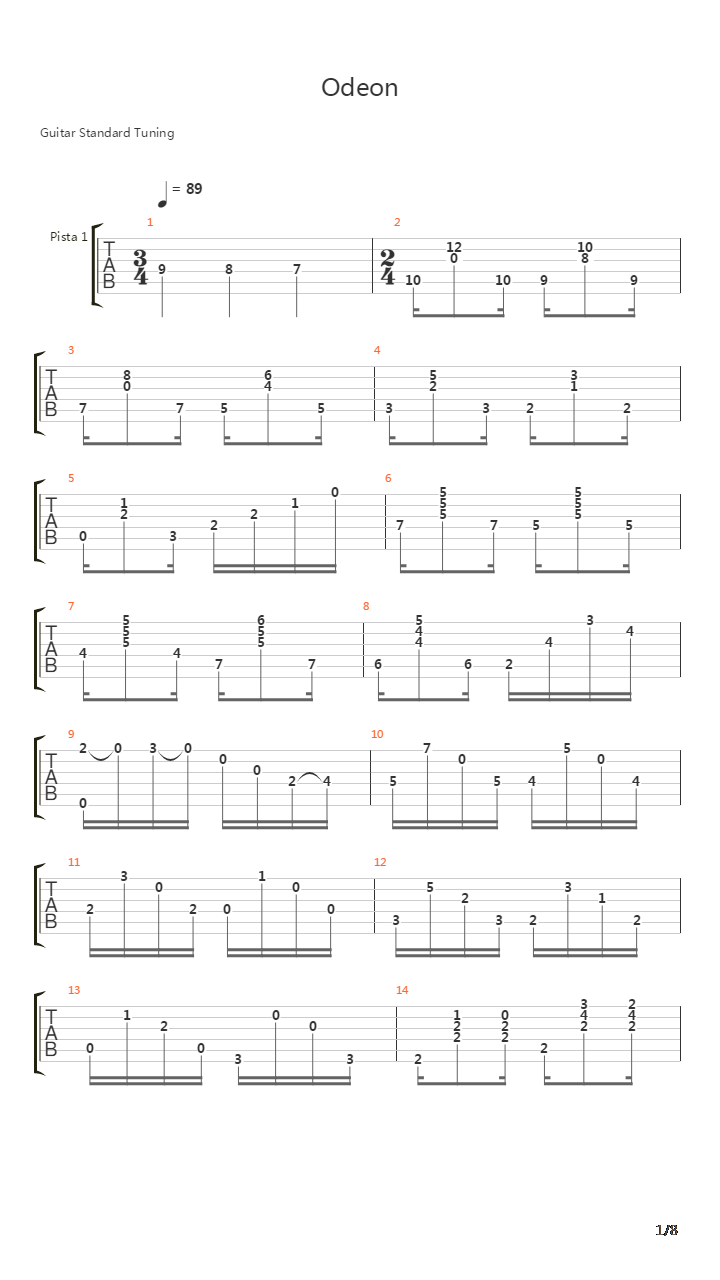 Odeon吉他谱