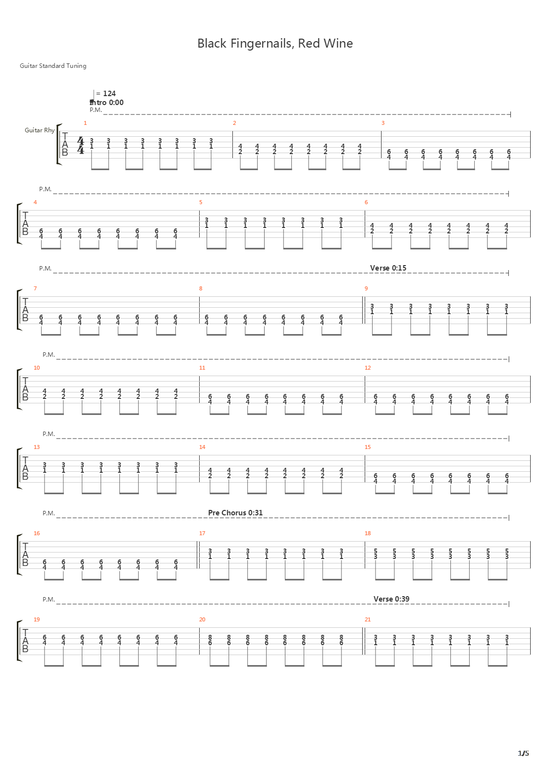 Black Fingernails Red Wine吉他谱