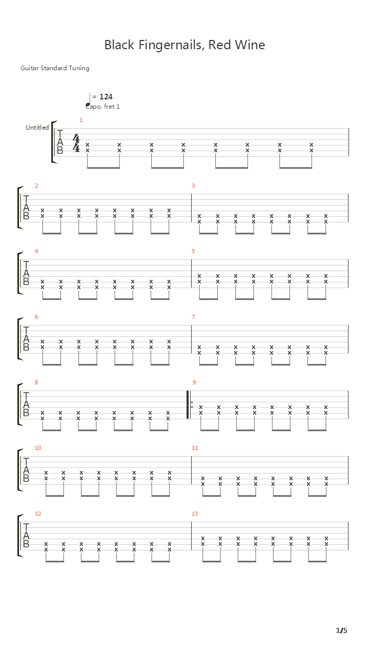 Black Fingernails Red Wine吉他谱