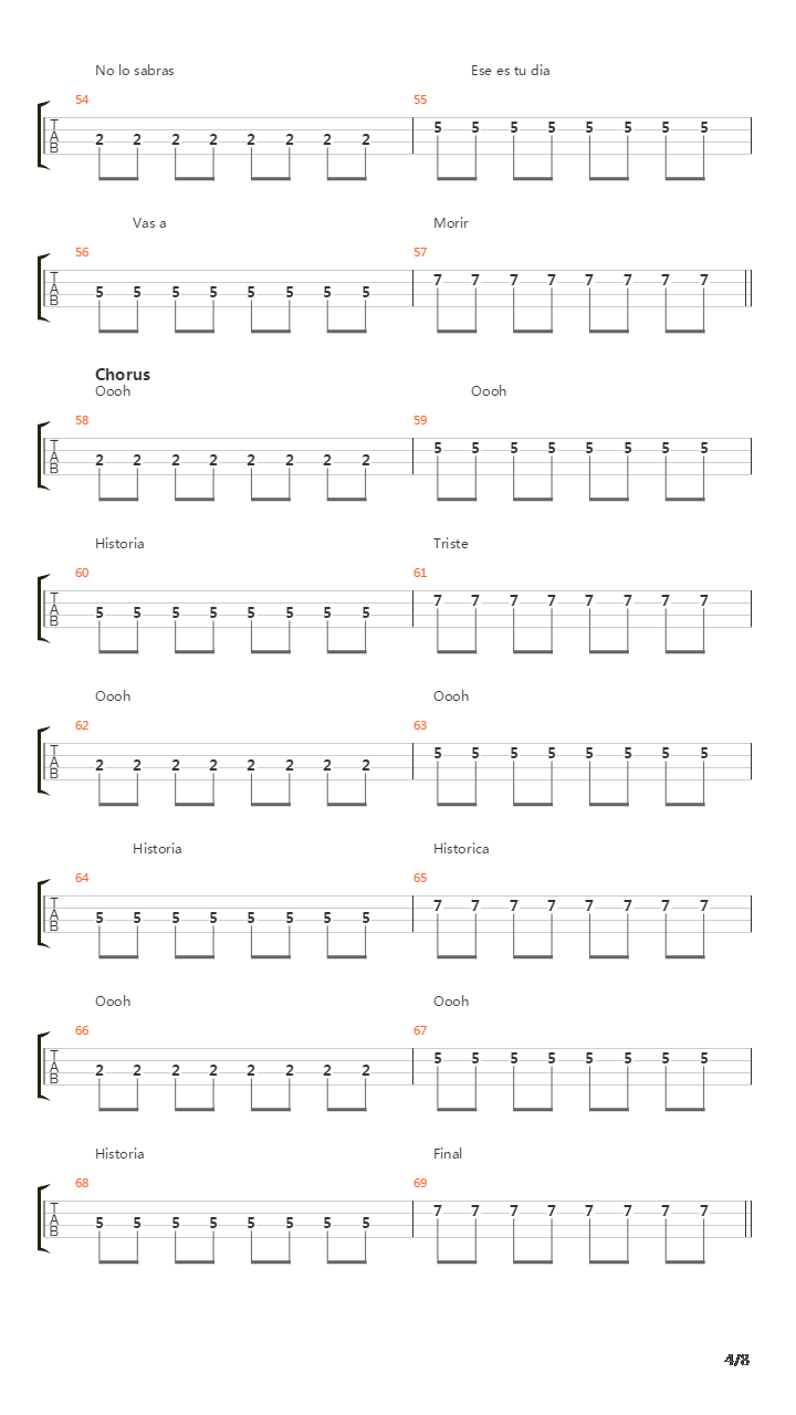 Historia Triste吉他谱