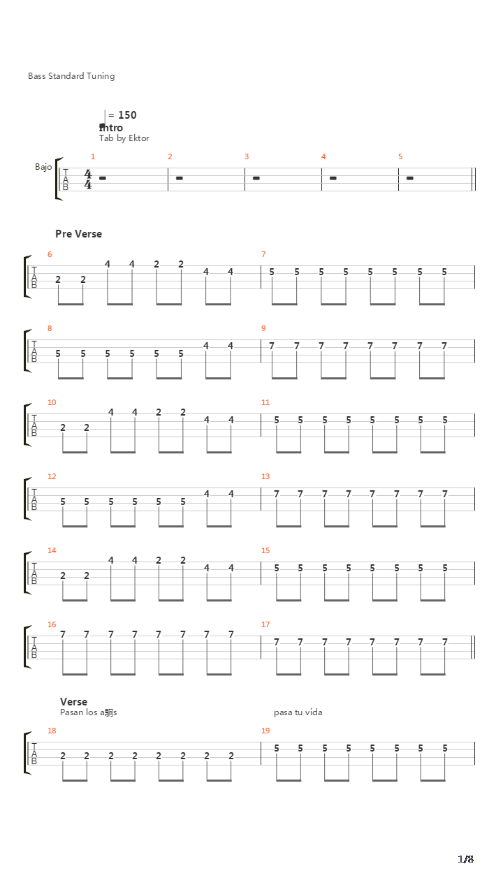 Historia Triste吉他谱