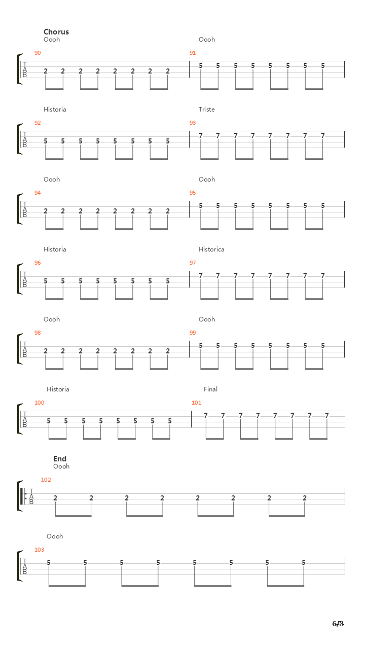 Historia Triste吉他谱