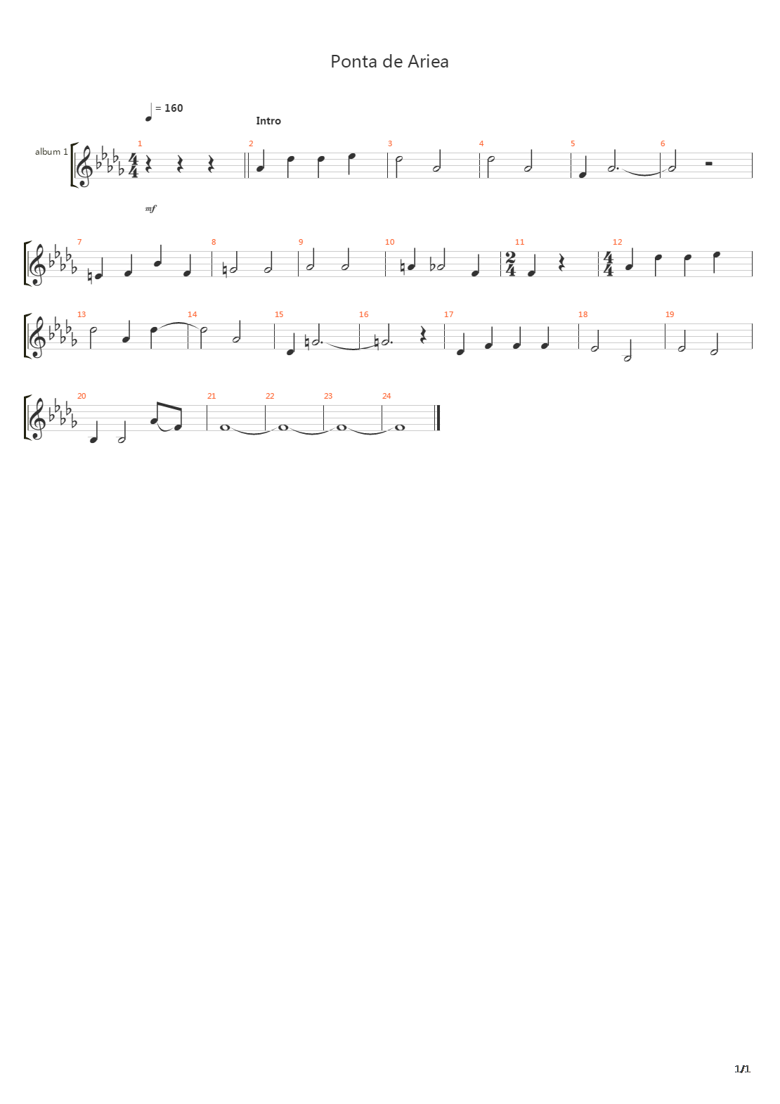 Ponta De Ariea吉他谱