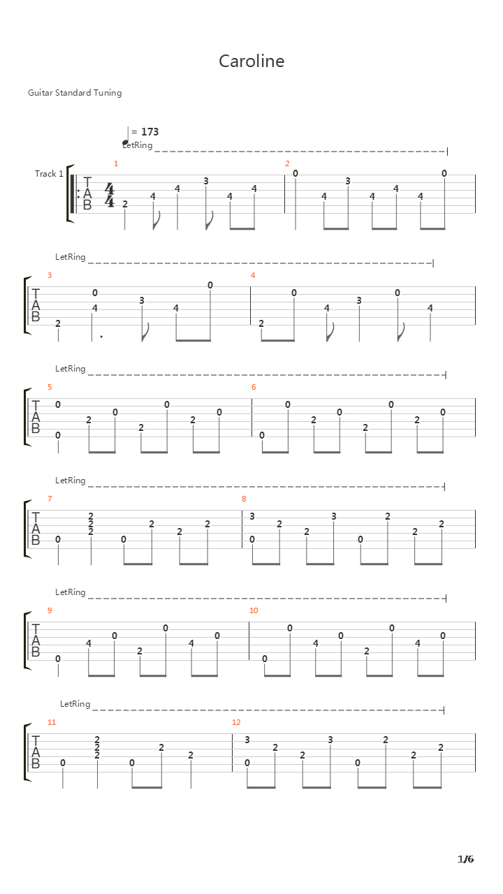 Caroline吉他谱