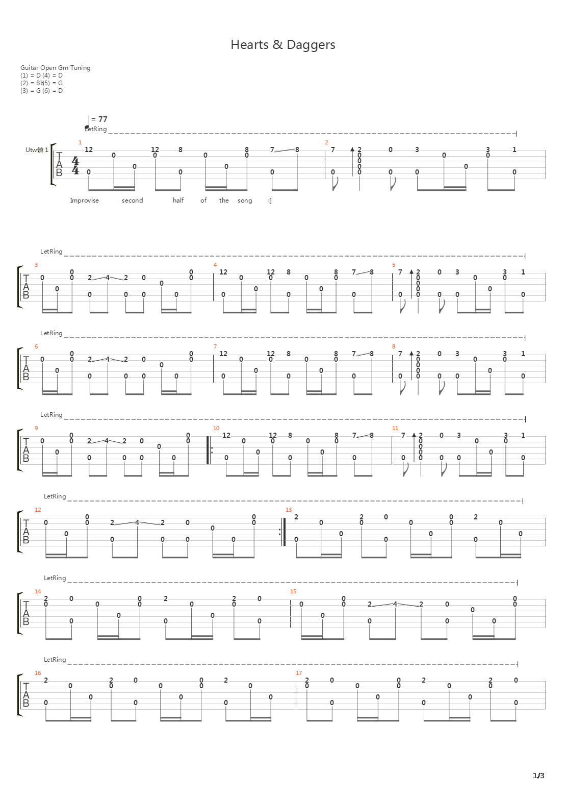Hearts Daggers吉他谱