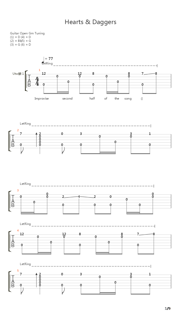 Hearts Daggers吉他谱