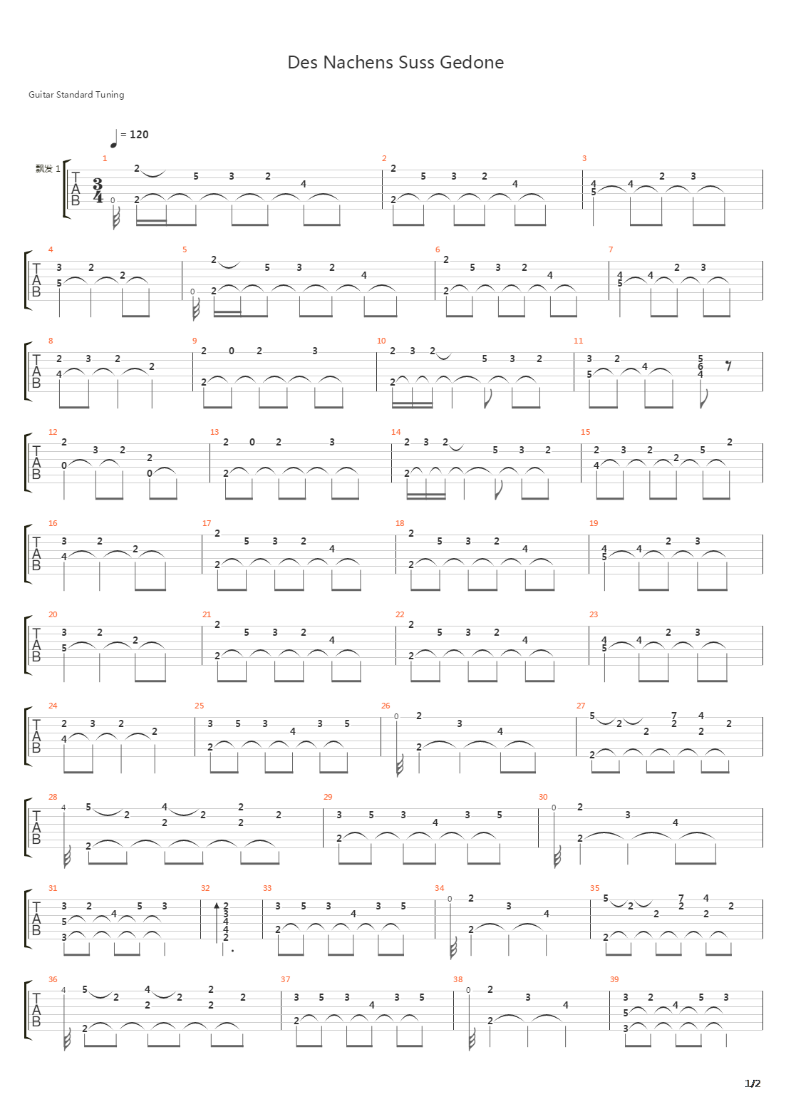 Des Nachtens Suss Gedone吉他谱