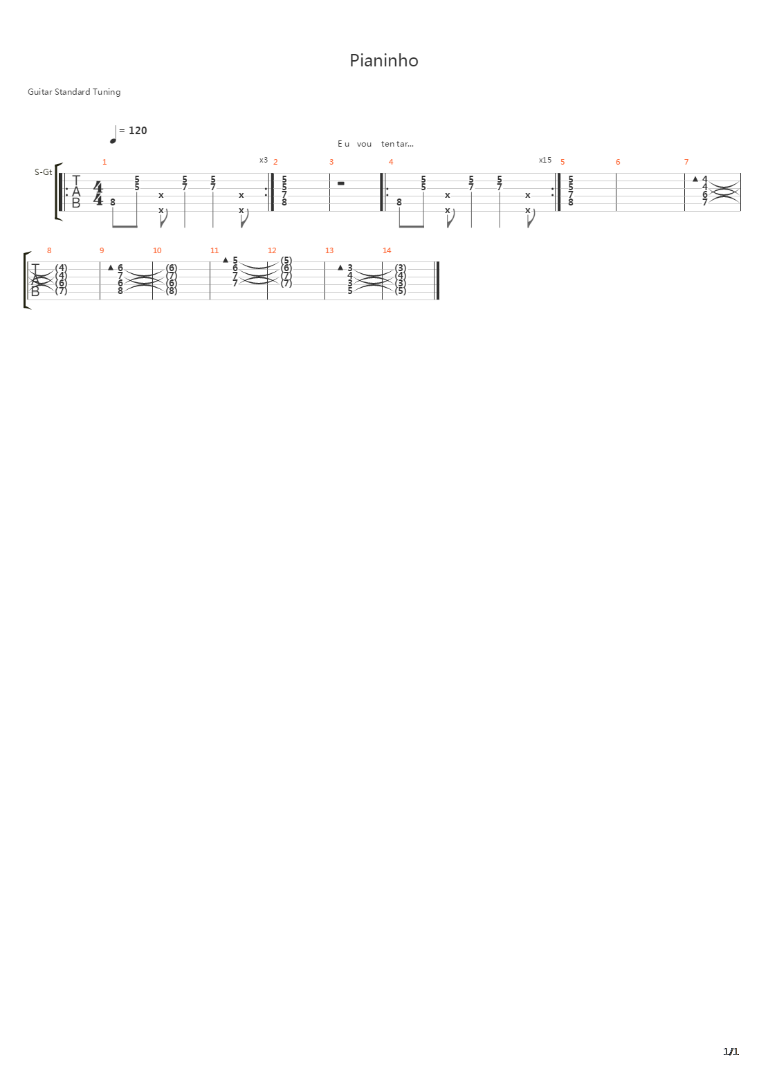 Pianinho吉他谱
