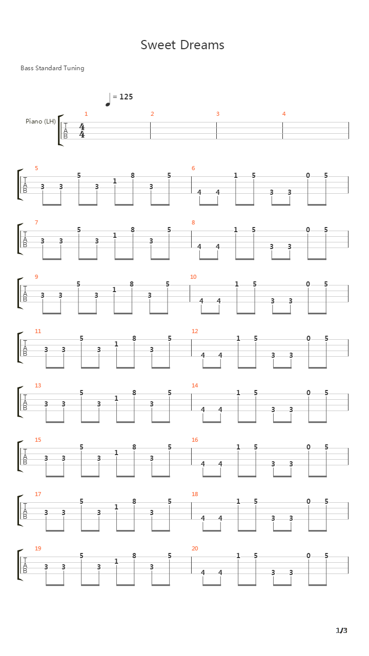 Sweet Dreams Live吉他谱