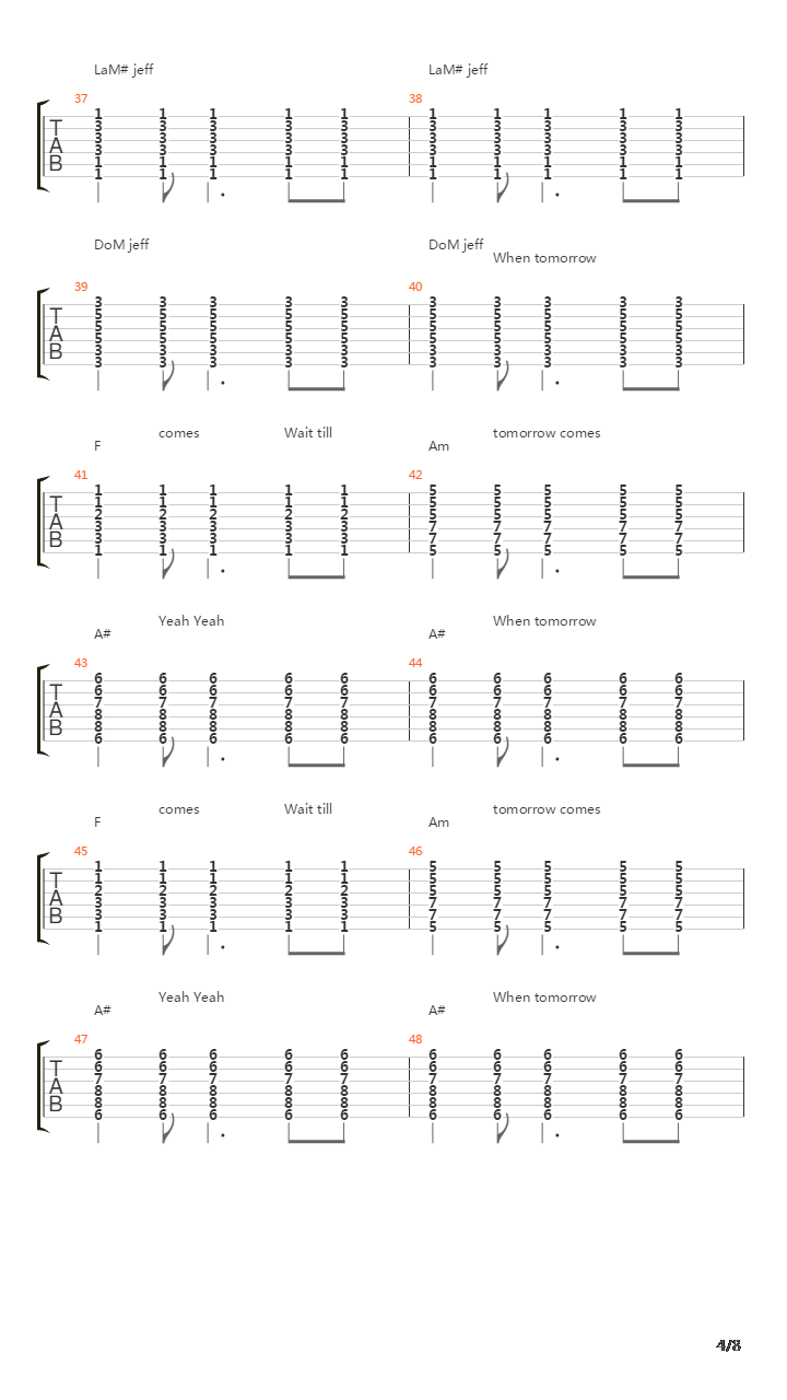 When Tomorrow Comes吉他谱