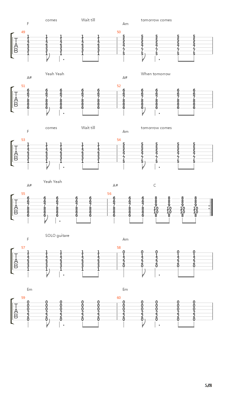 When Tomorrow Comes吉他谱