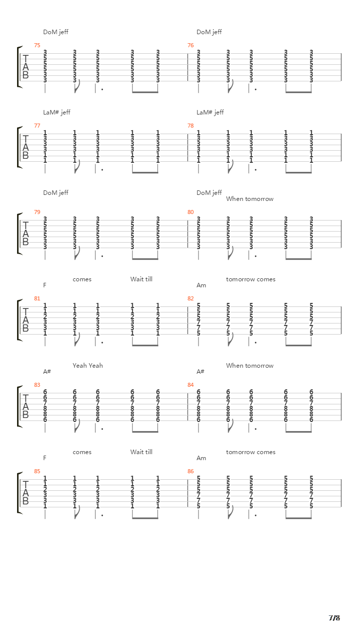When Tomorrow Comes吉他谱