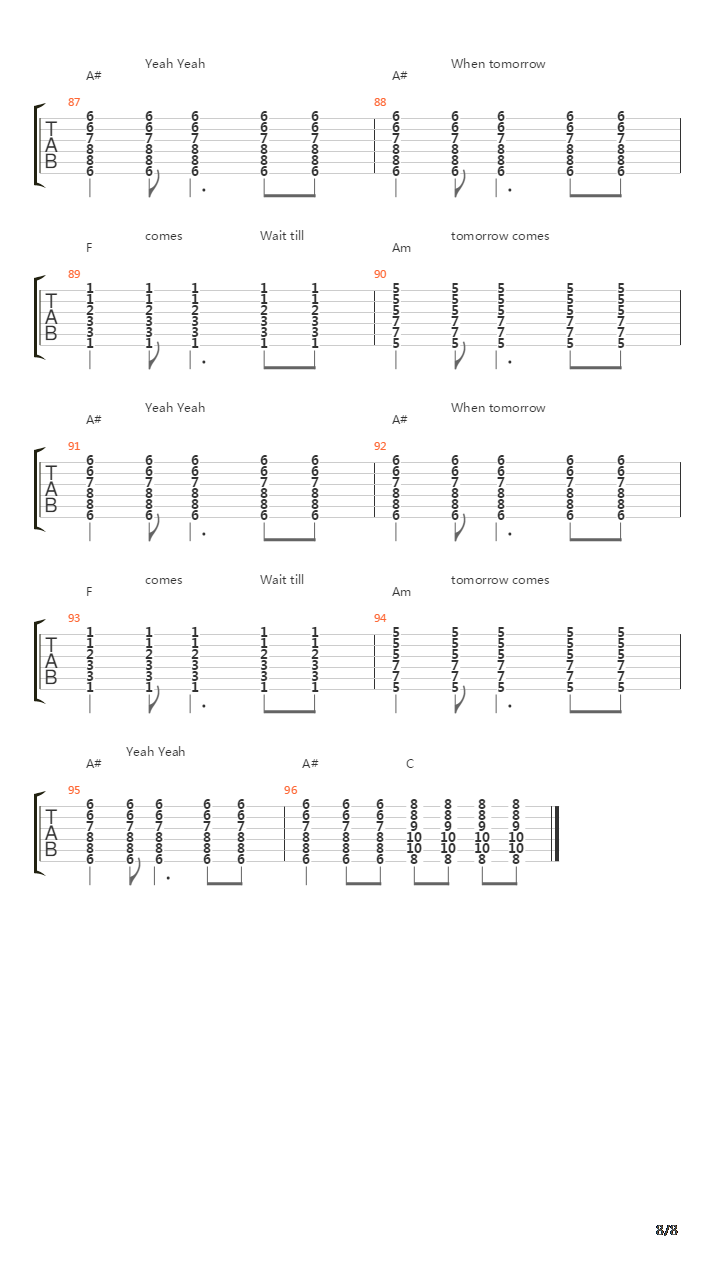 When Tomorrow Comes吉他谱