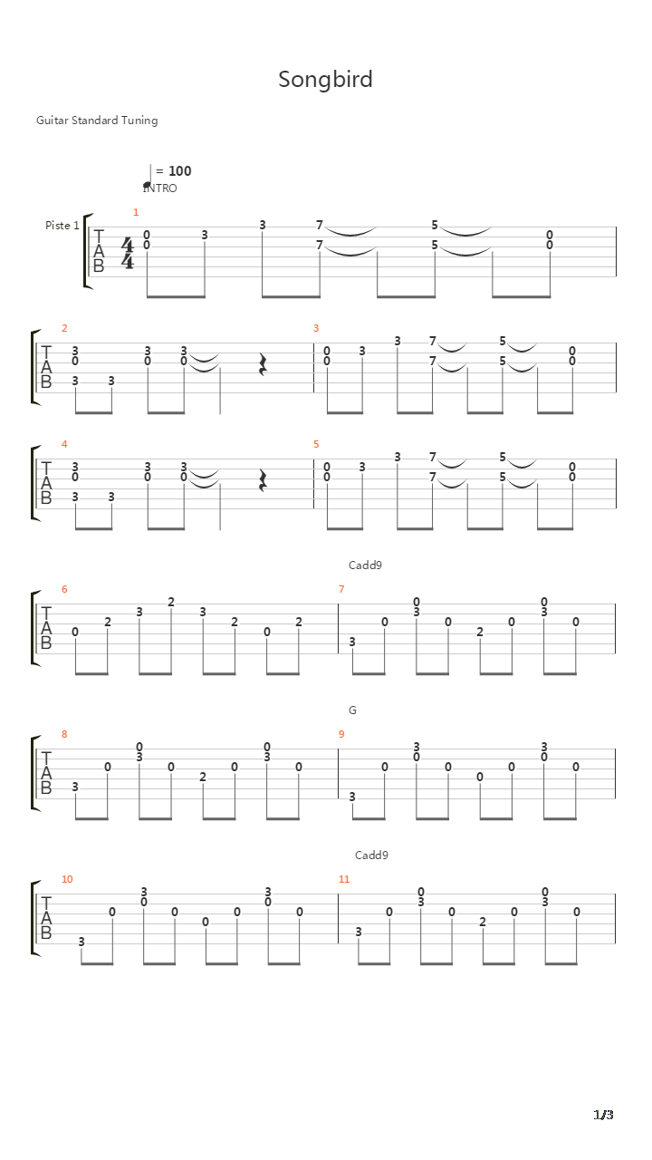 Songbird吉他谱