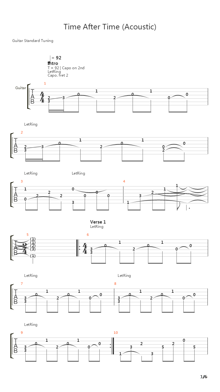 Time After Time吉他谱