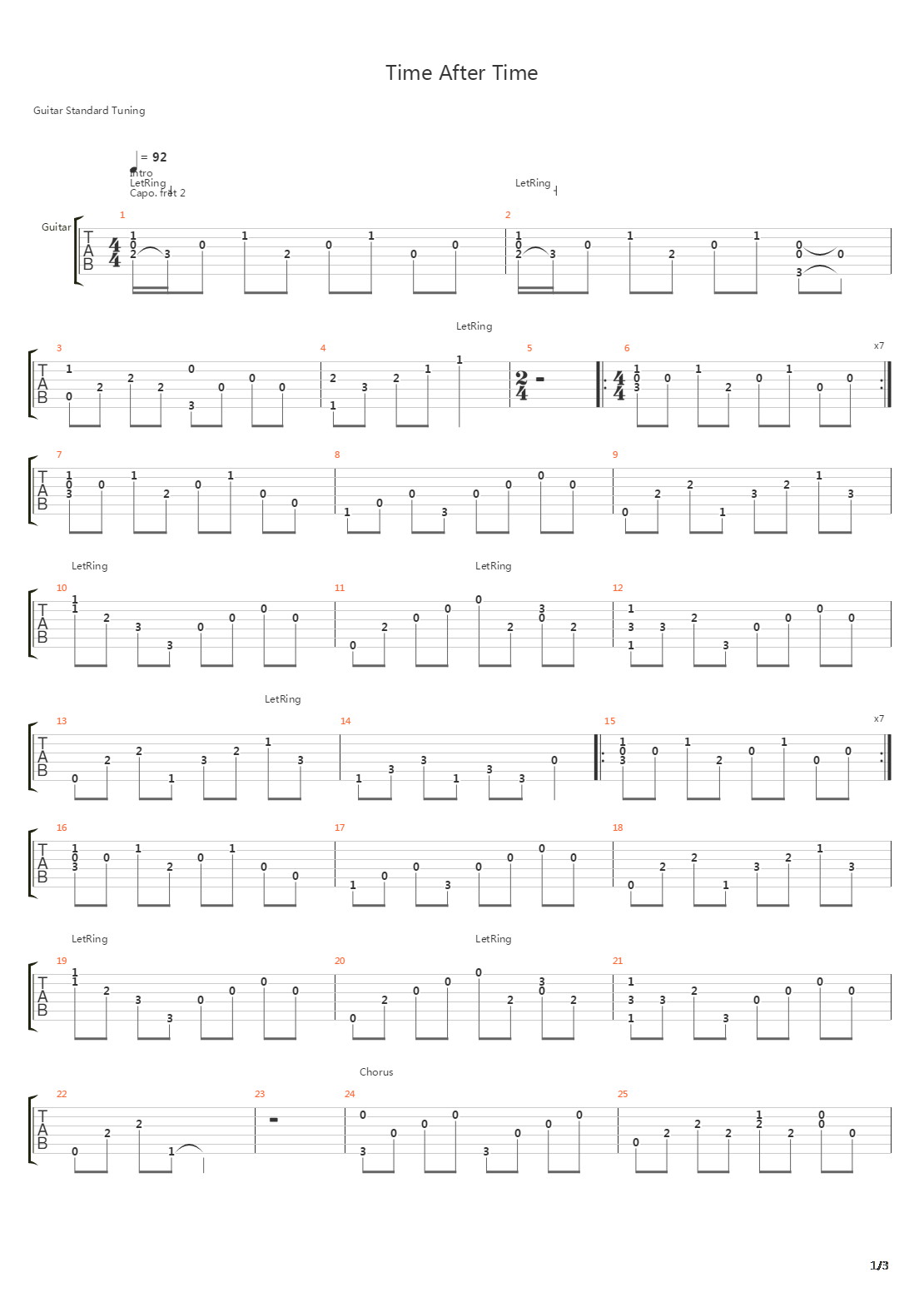 Time After Time吉他谱
