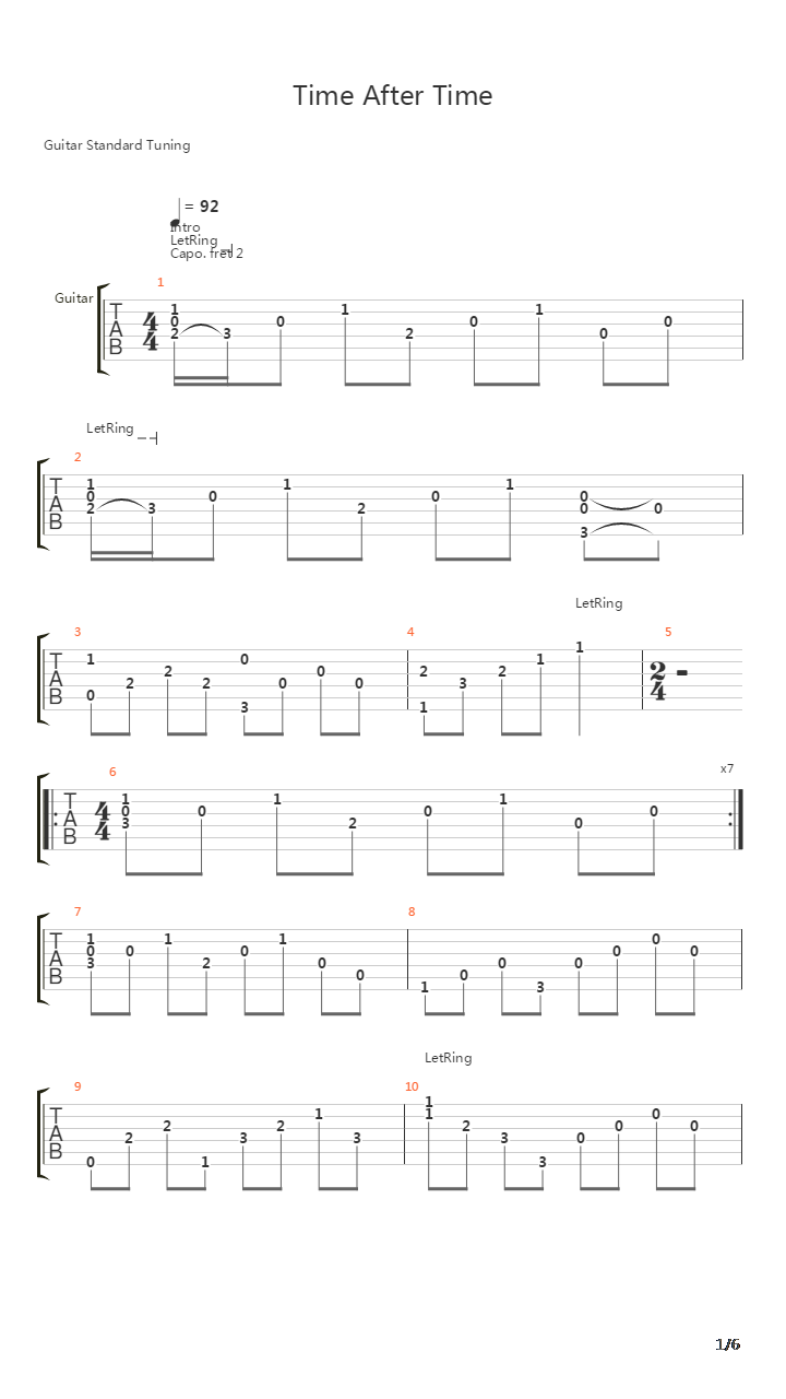 Time After Time吉他谱
