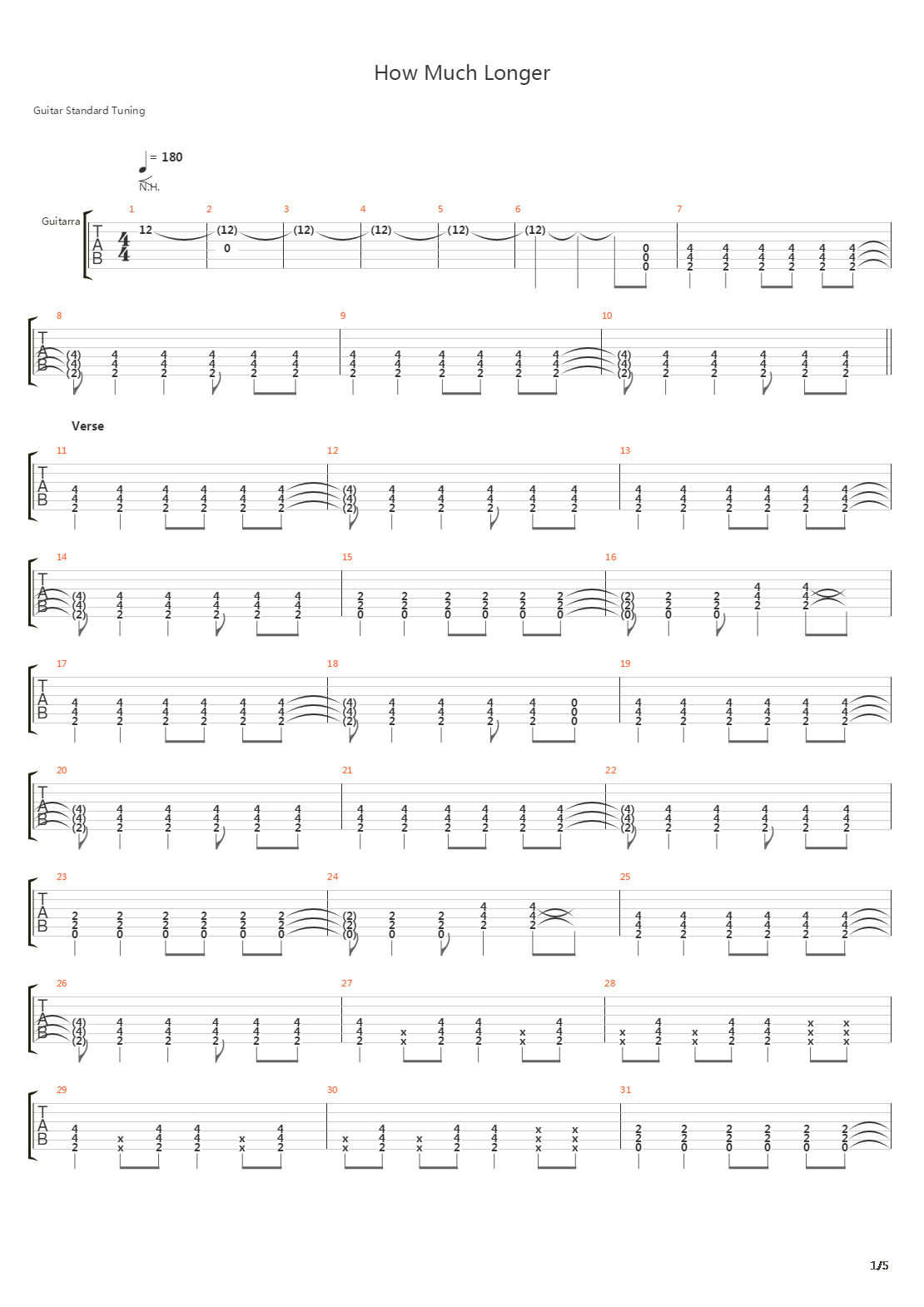 How Much Longer吉他谱
