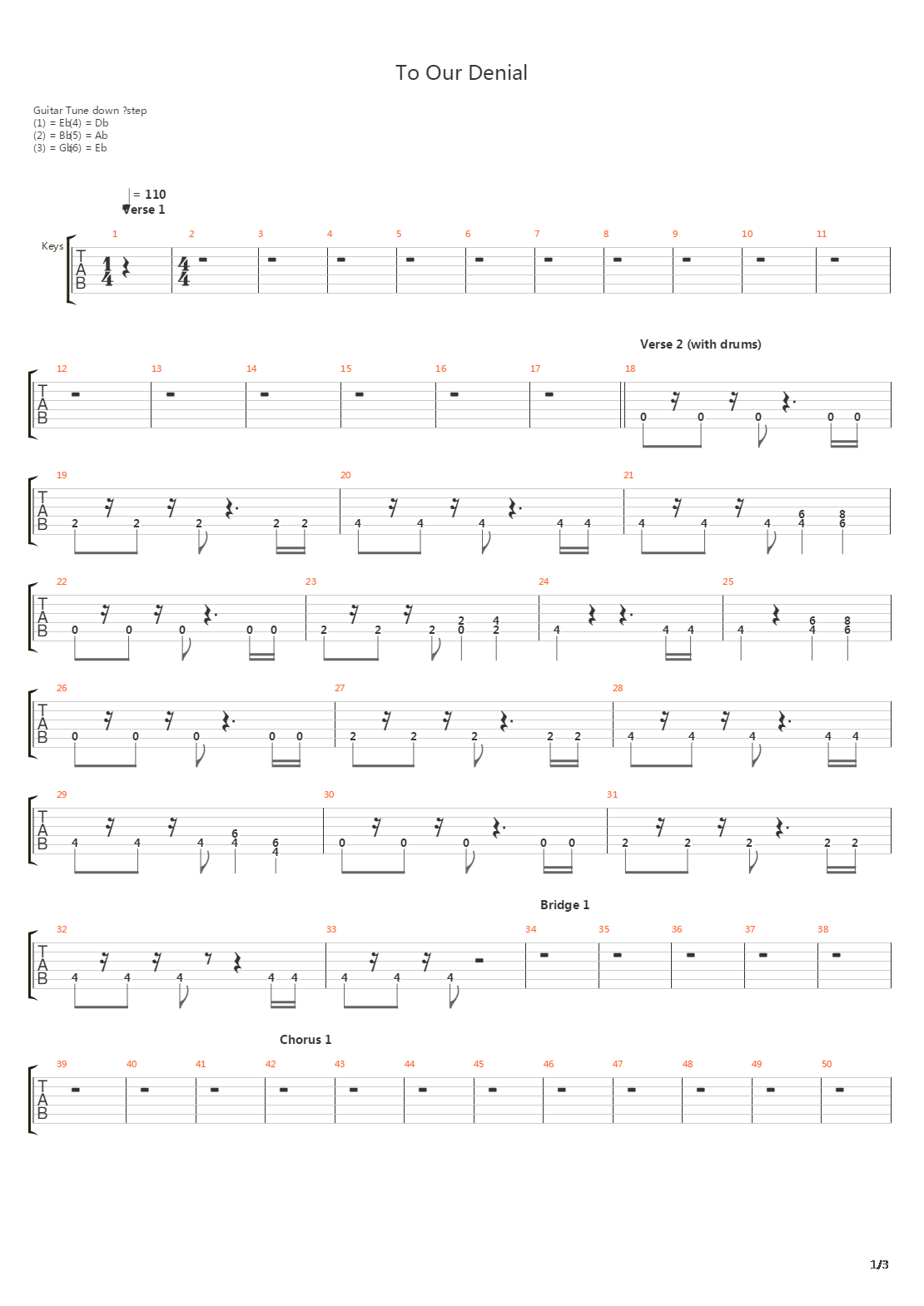 To Our Denial吉他谱