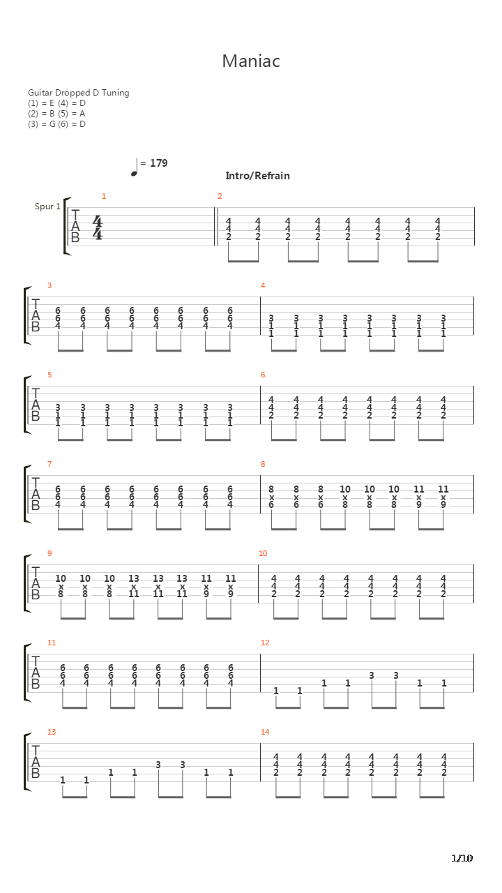 Maniac吉他谱