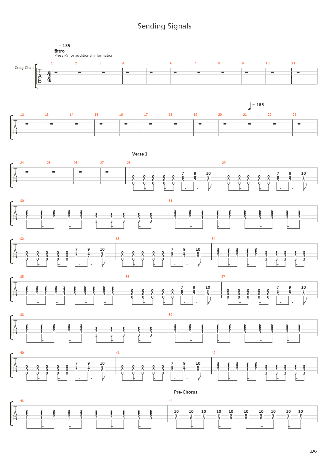 Sending Signals吉他谱