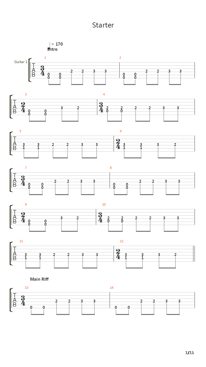 Starter吉他谱