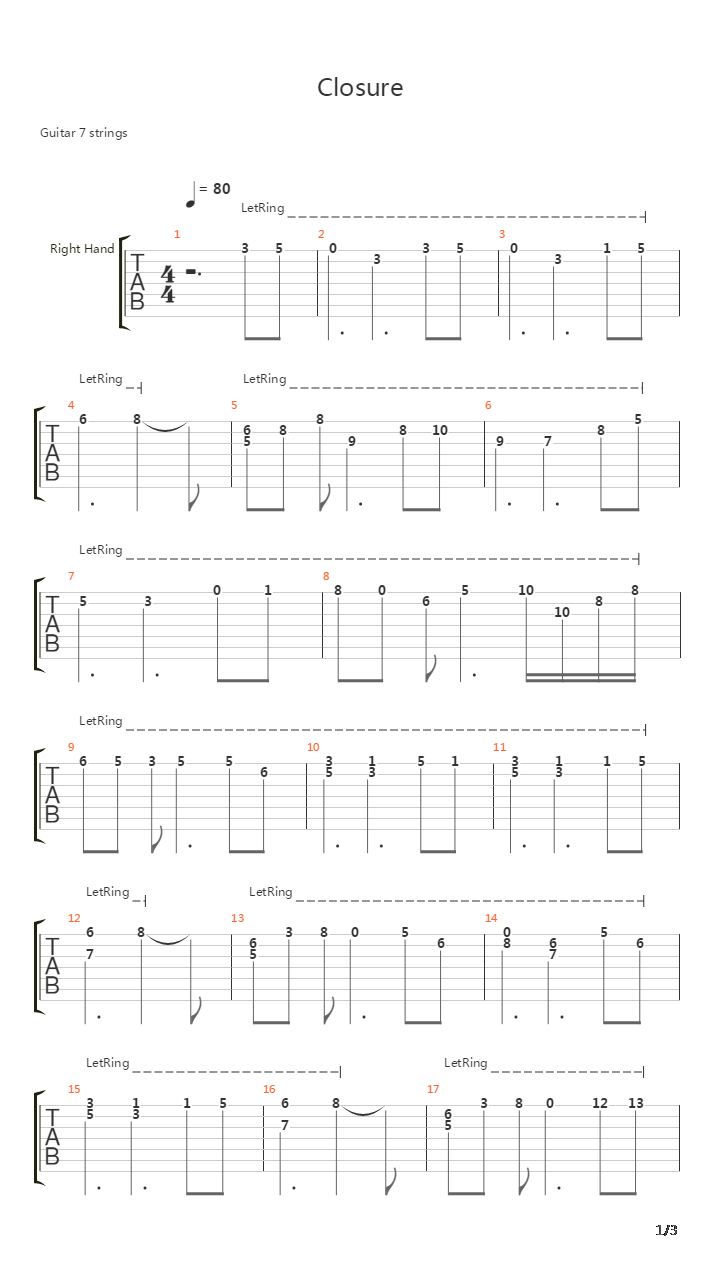 Closure吉他谱
