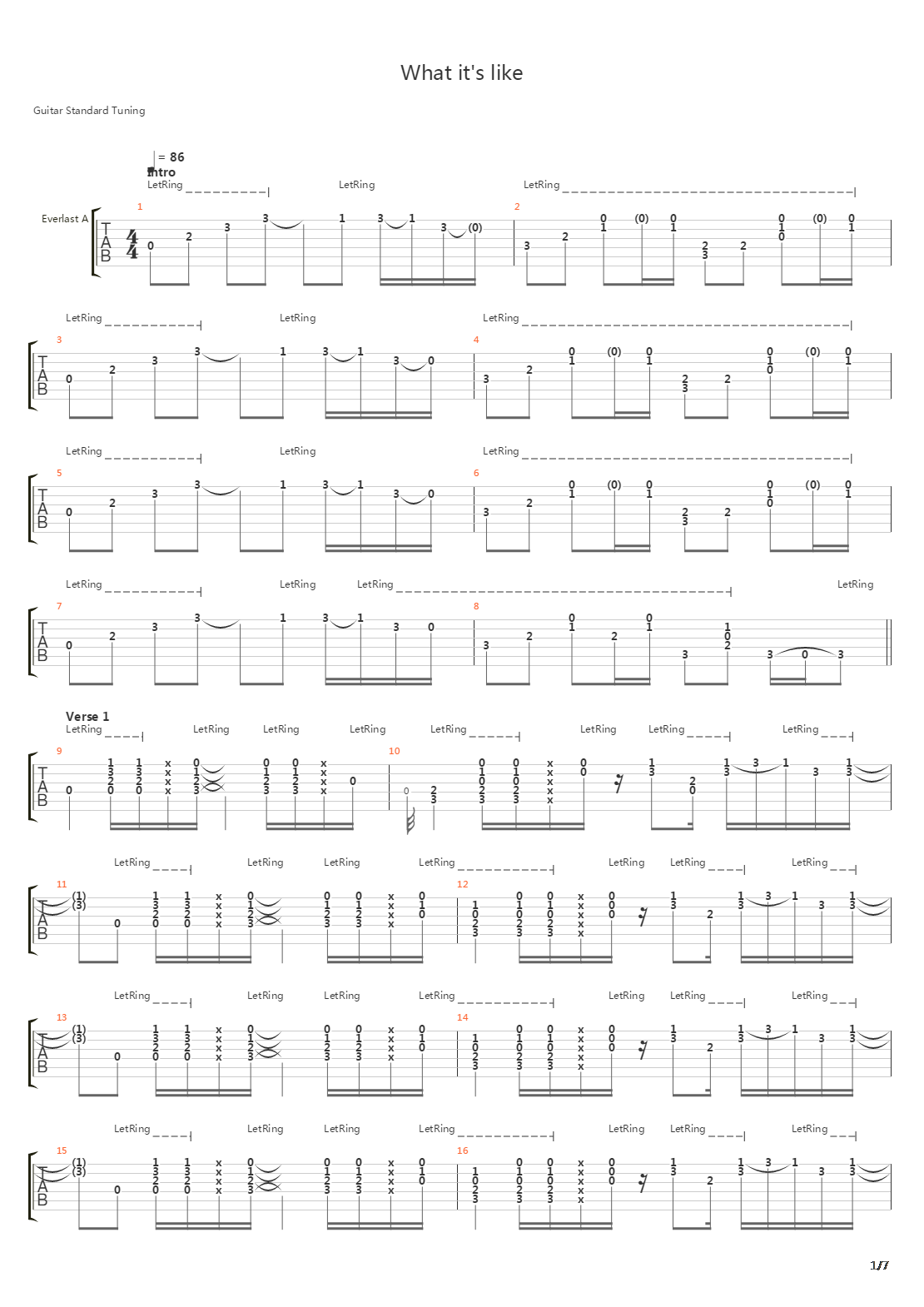 What Its Like吉他谱