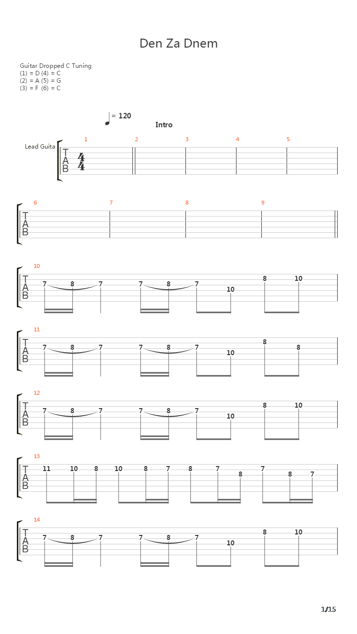 Den Za Dnem吉他谱